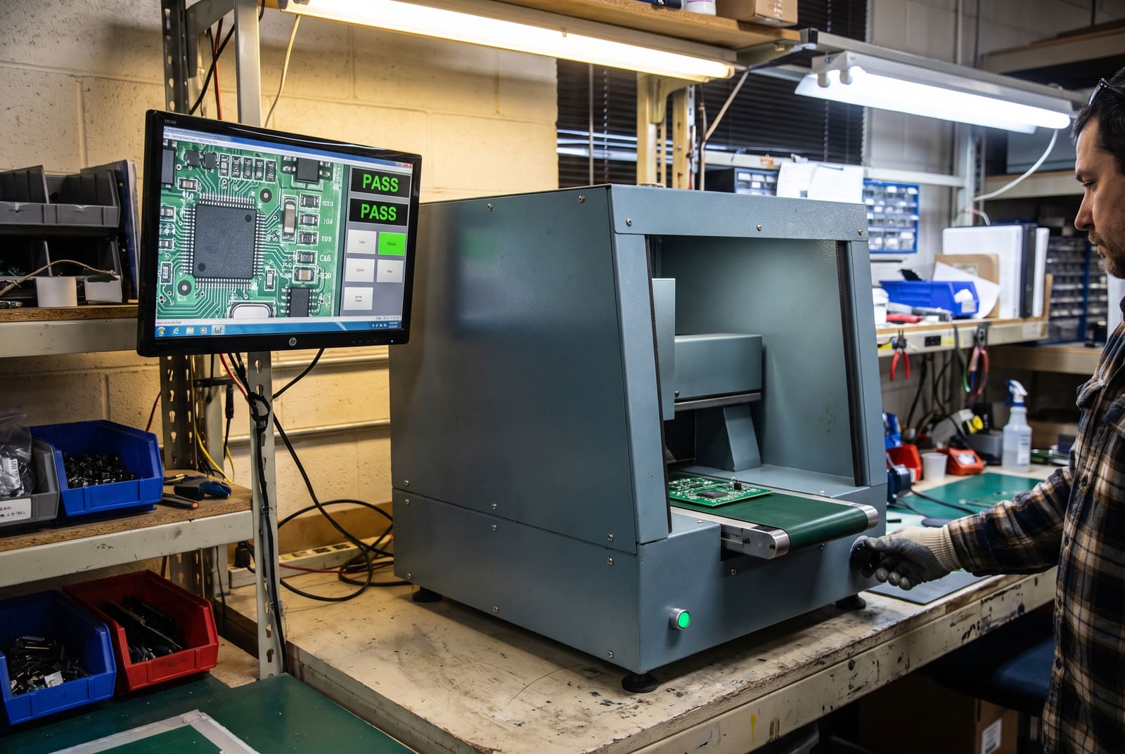 MIRTEC automated optical inspection machine on the GC Controls production floor